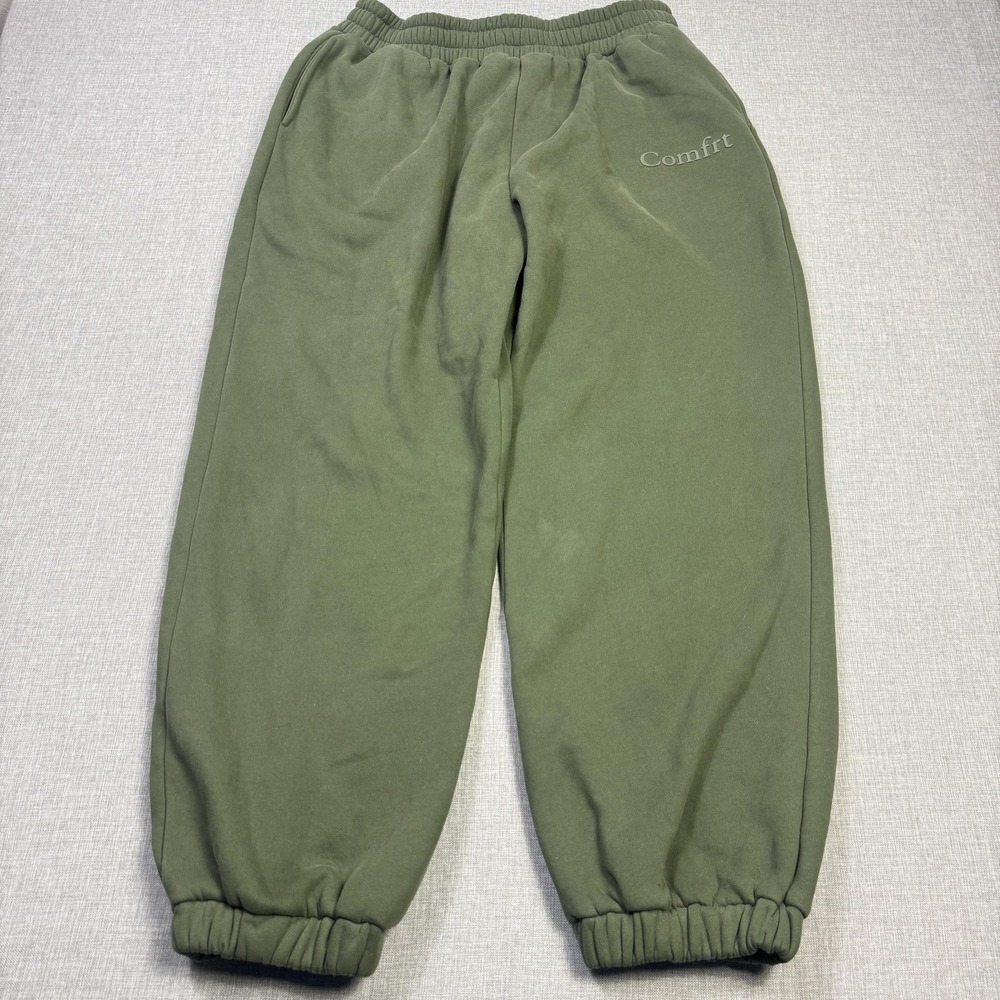 Comfrt Sweatpants Joggers Mens XL Green Fleece Pull On Elastic Waist Pockets